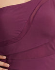 One-Shoulder Mesh Panel Monokini with Removable Padding