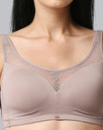 Full Coverage Padded Non Wired Bra With Lace Detailing- CB-132