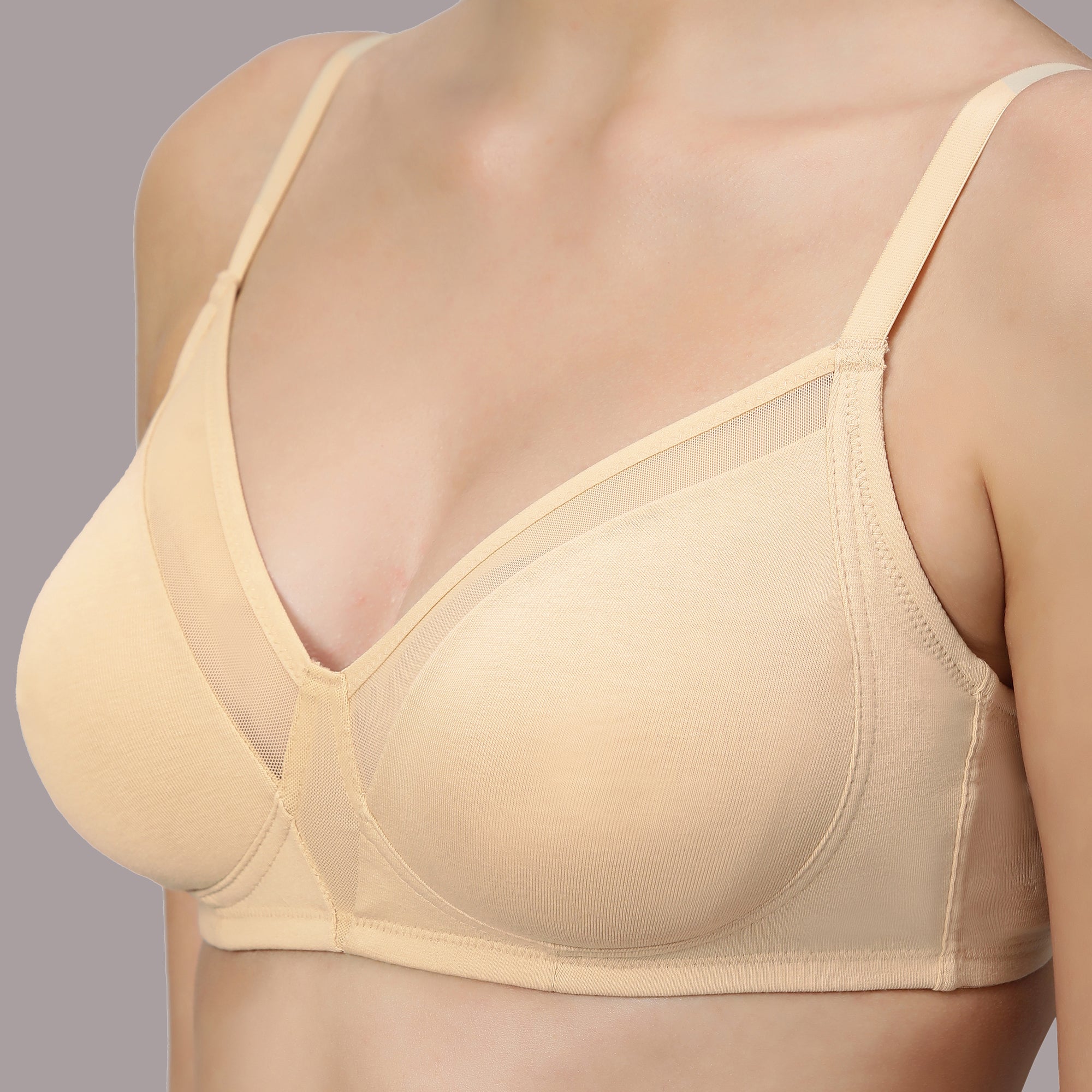 Non Padded Non Wired Medium Coverage Cotton Spandex Bra