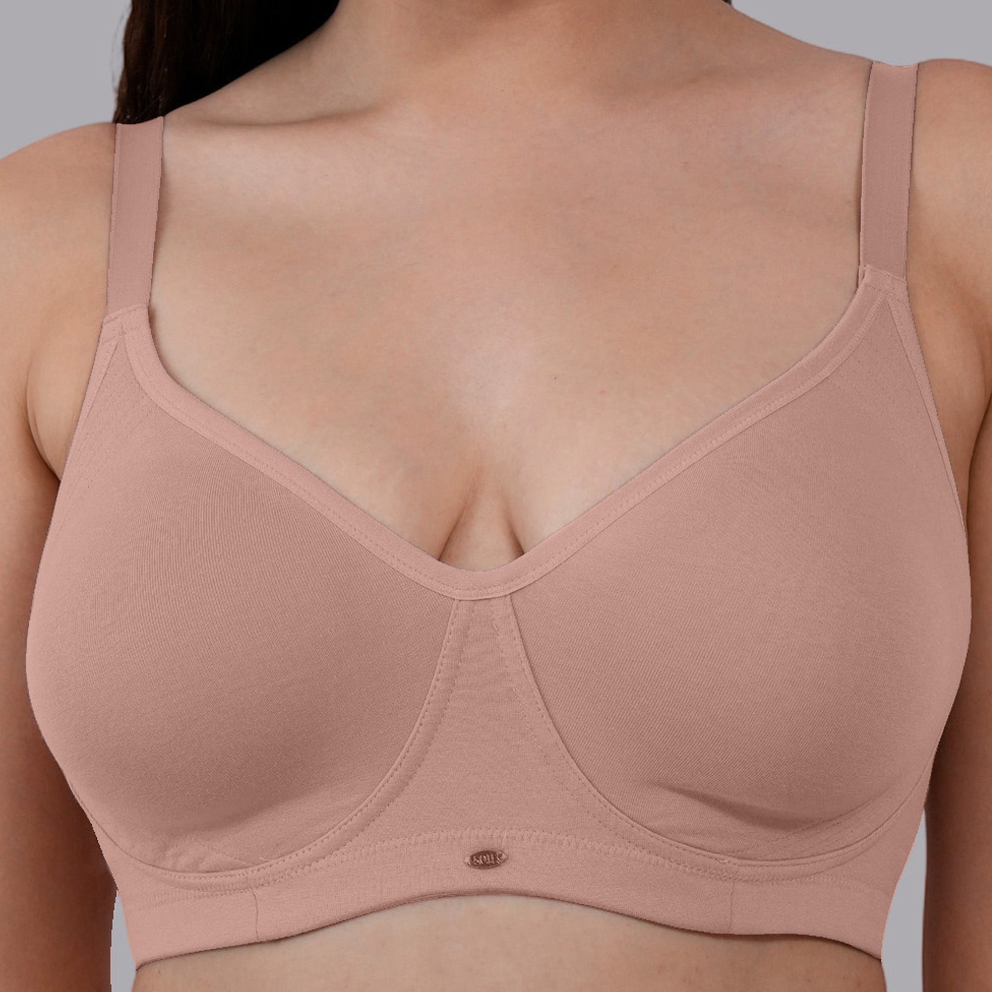 Non Padded Non Wired Full Coverage Cotton Spandex Encircled T-shirt Bra