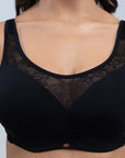 Full Coverage Padded Non Wired Bra With Lace Detailing- CB-132