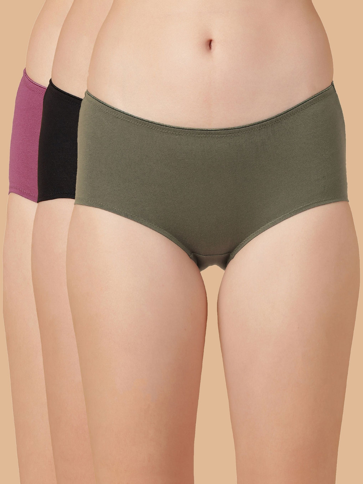 Mid Rise Cotton Hip Hugger Brief with Shiny Edge Waist (Pack of 3)