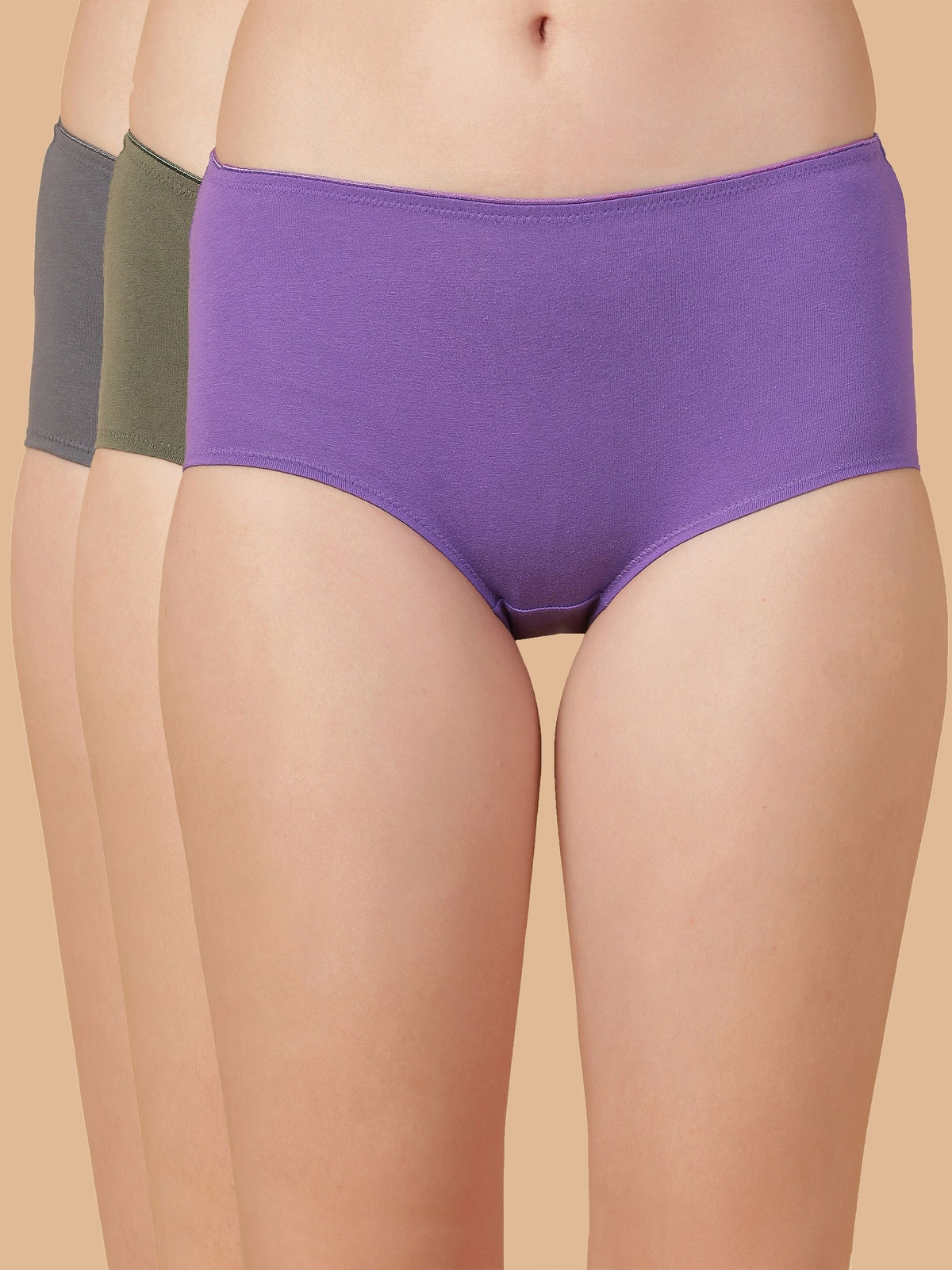 Mid Rise Cotton Hip Hugger Brief with Shiny Edge Waist (Pack of 3)