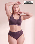 Front Closure Full Coverage Non Padded Non Wired Bra with High Waist Full Coverage Ultra Soft Mesh Panel Brief