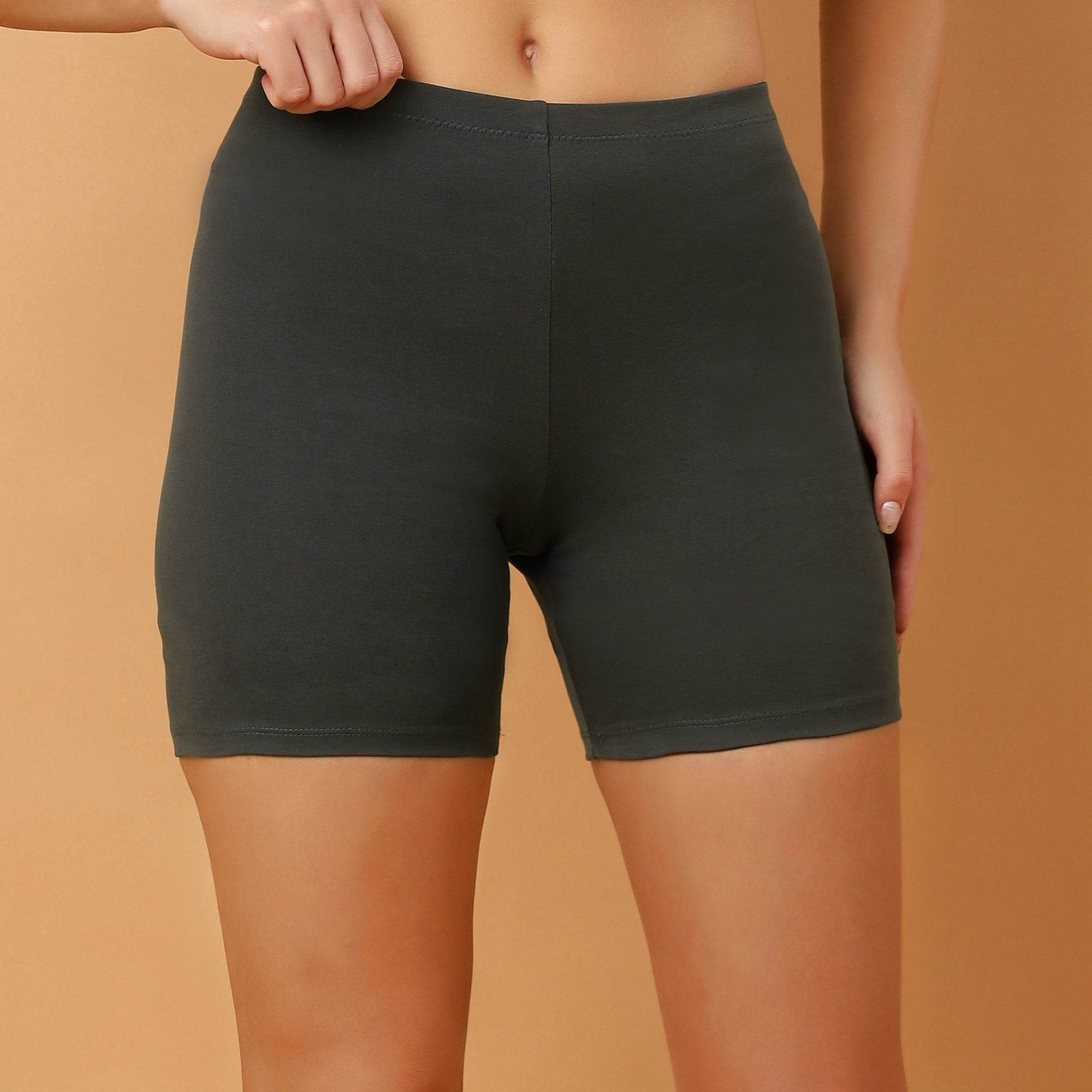 SOIE Woman - Mid Rise Breathable Cotton Spandex Knee Length Cycling Shorts - Cycling Shorts -for Women