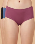 Mid Rise Cotton Hip Hugger Brief with Shiny Edge Waist (Pack of 3)