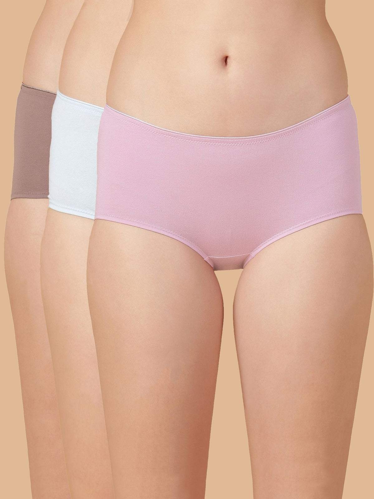 Mid Rise Cotton Hip Hugger Brief with Shiny Edge Waist (Pack of 3)