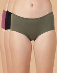 Mid Rise Cotton Hip Hugger Brief with Shiny Edge Waist (Pack of 3)