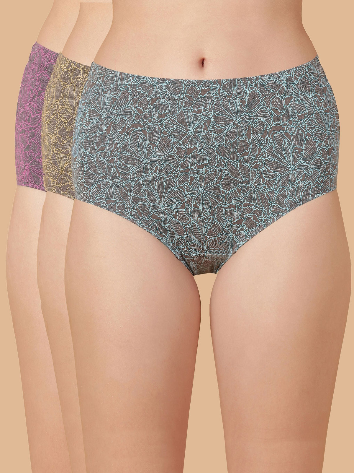 Tummy-Smoothing Printed High Waist Cotton Briefs – Pack of 3
