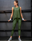 Boat Neck Coverup Tee with Ankle Length Leggings