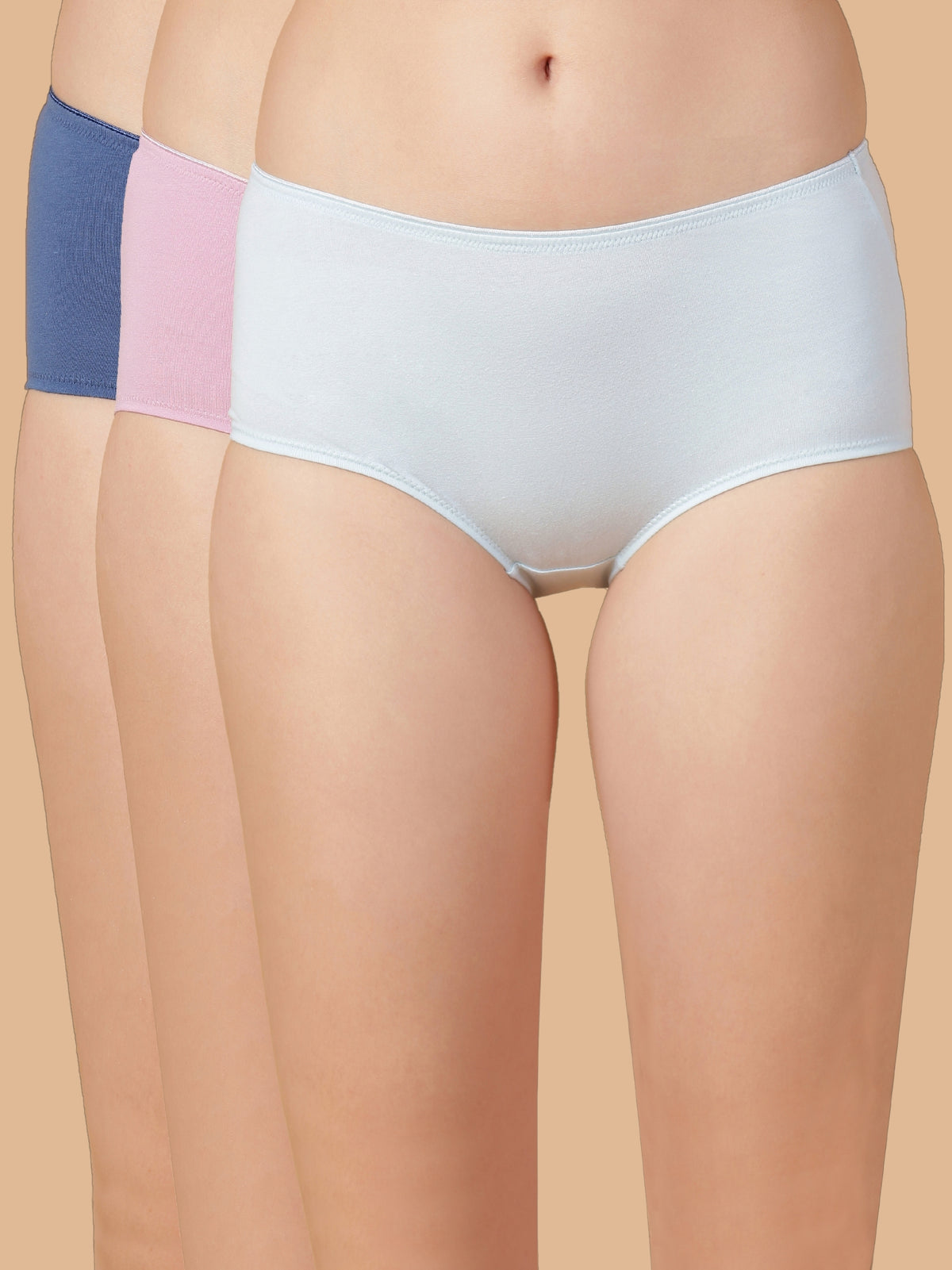 Mid Rise Cotton Hip Hugger Brief with Shiny Edge Waist (Pack of 3)