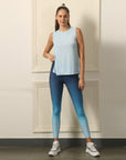 Side Slit Coverup Tee with Gradiant Effect Ankle Length Leggings