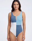 Three-Tone Mesh Front Padded Sleeveless Monokini