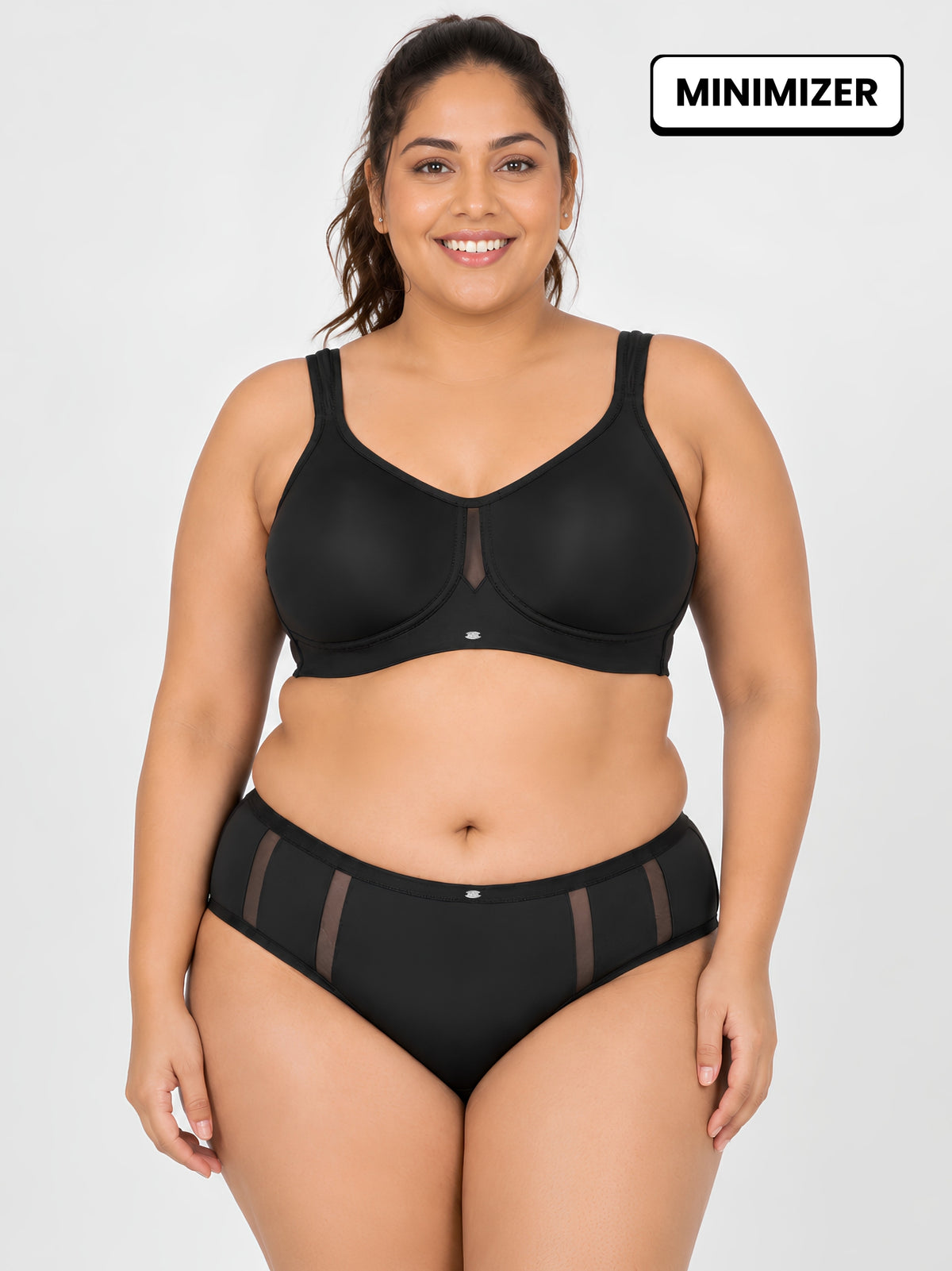 Full Coverage Minimiser Bra with High Waist Brief Set