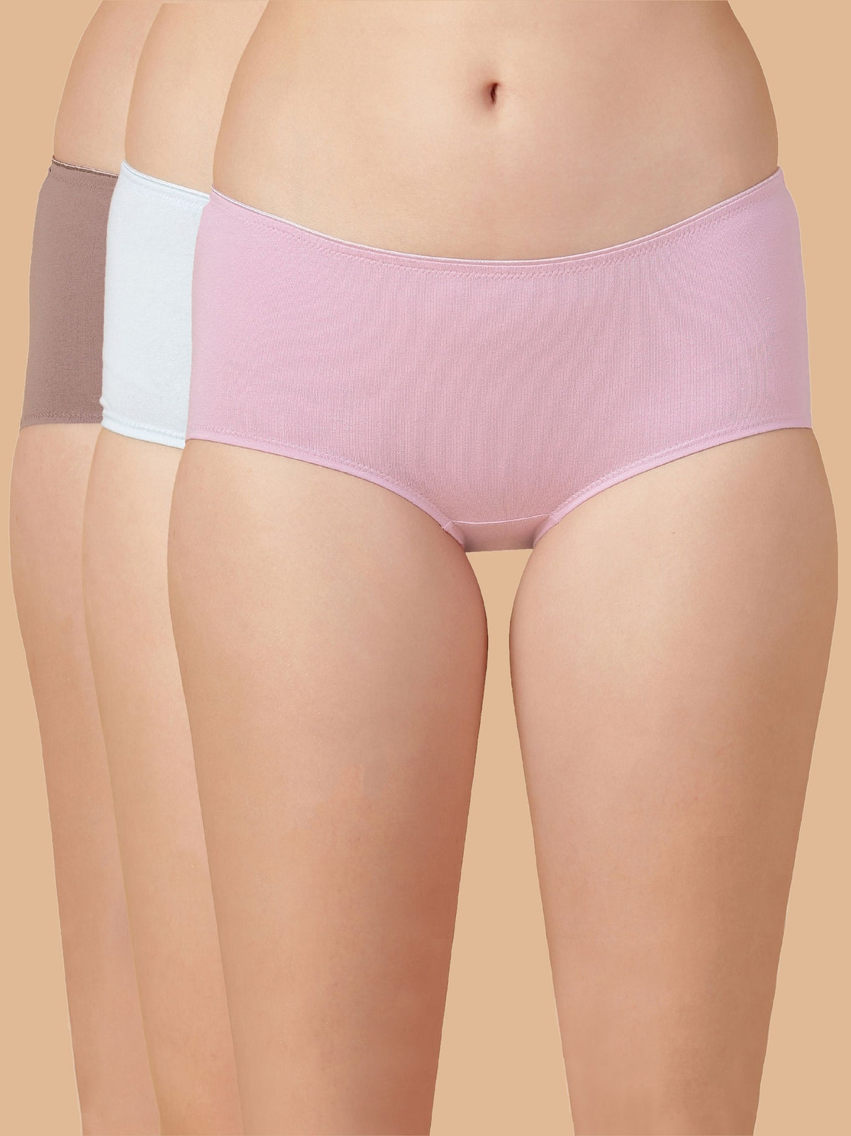 Mid Rise Cotton Hip Hugger Brief with Shiny Edge Waist (Pack of 3)