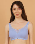 Full Coverage Padded Non Wired Bra With Lace Detailing