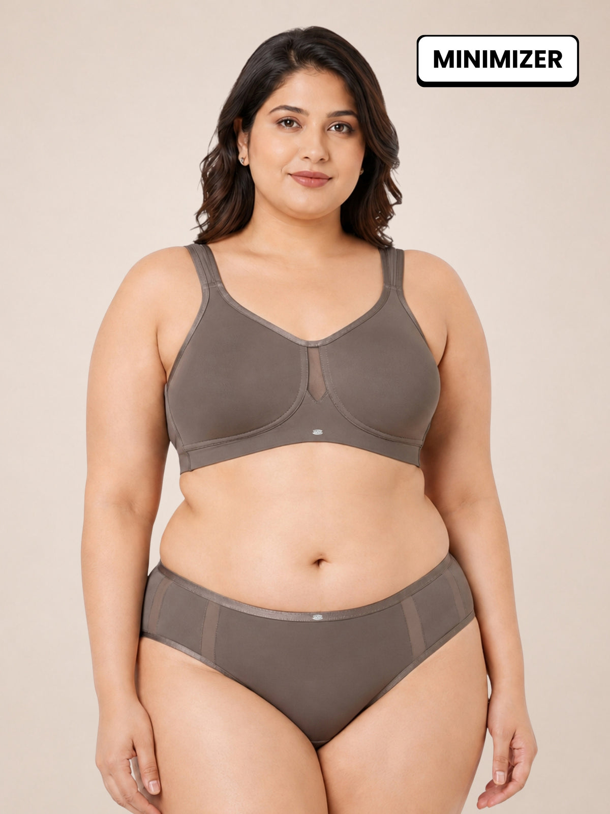 Full Coverage Minimiser Bra with High Waist Brief Set