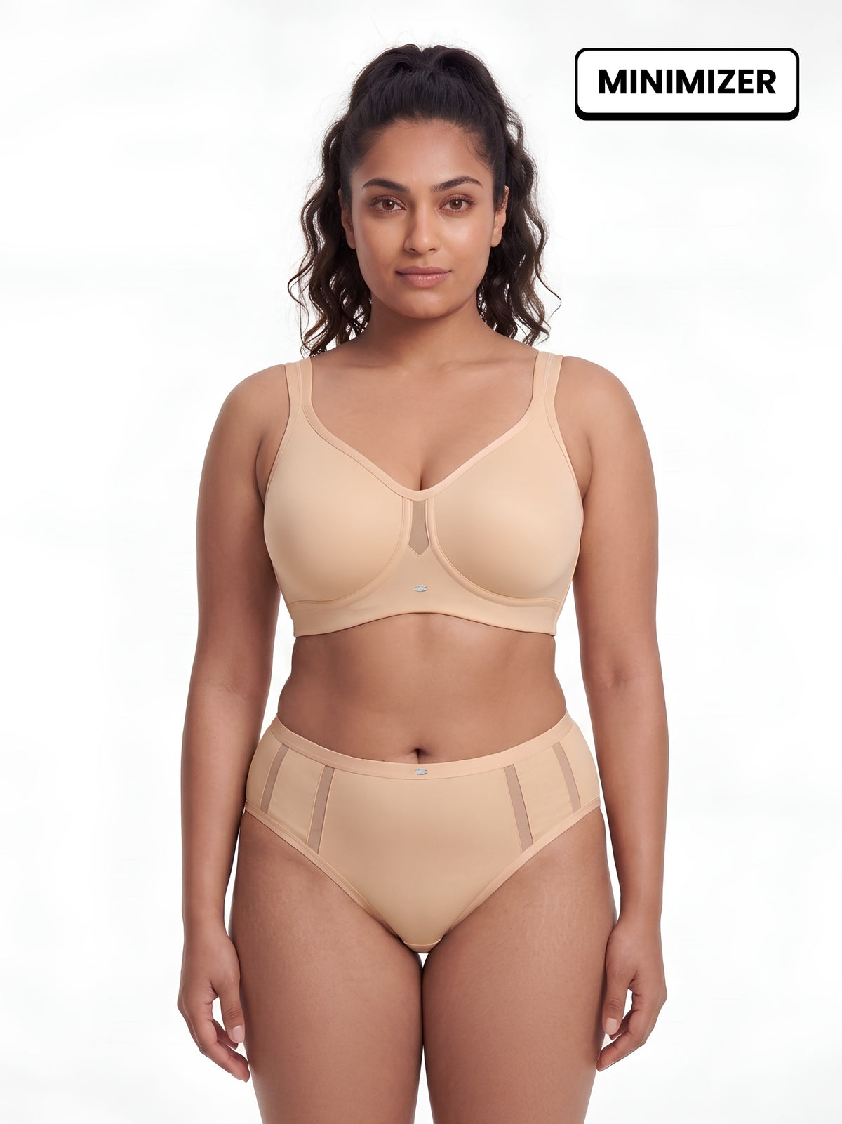Full Coverage Minimiser Bra with High Waist Brief Set