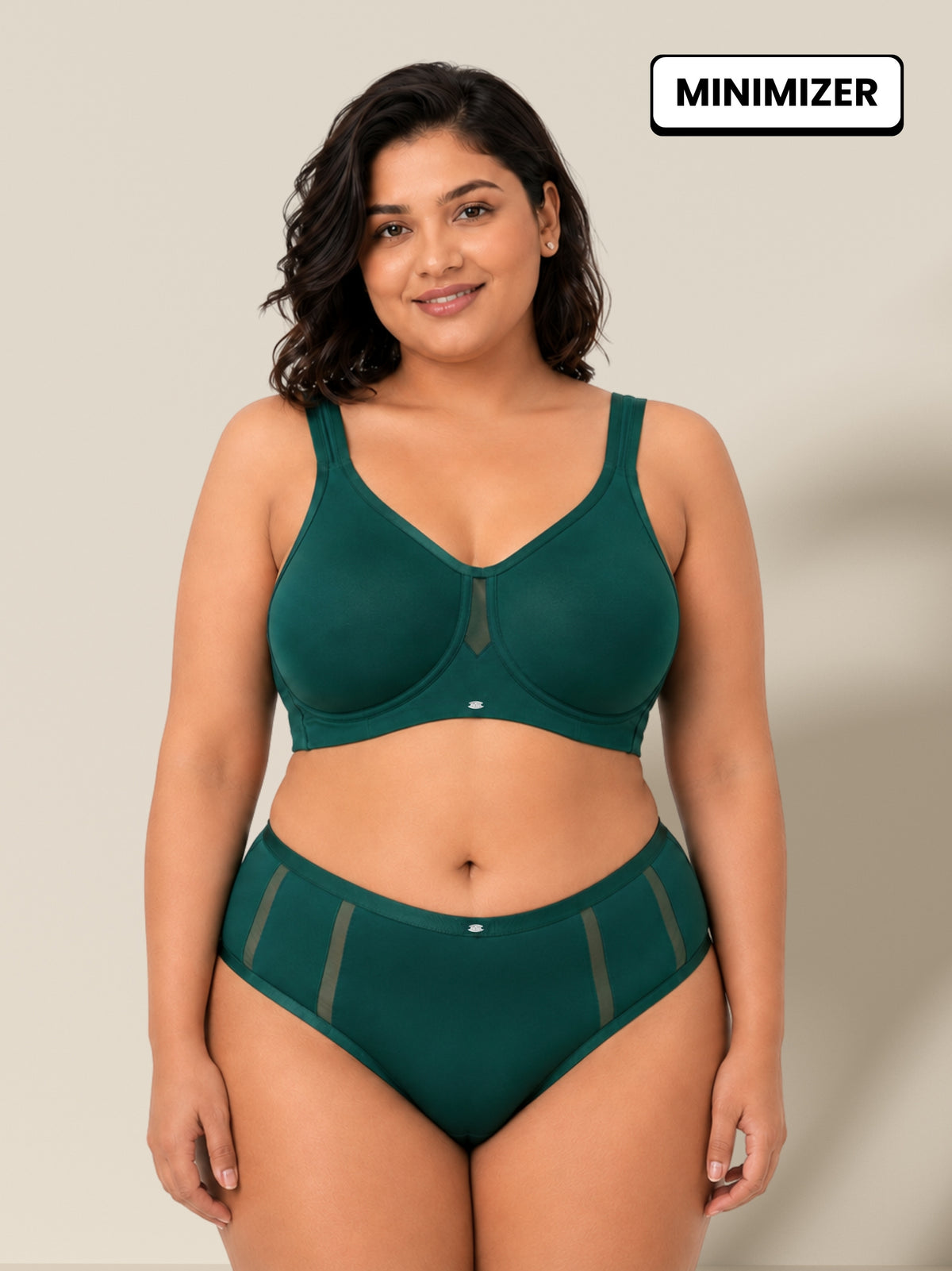 Full Coverage Minimiser Bra with High Waist Brief Set