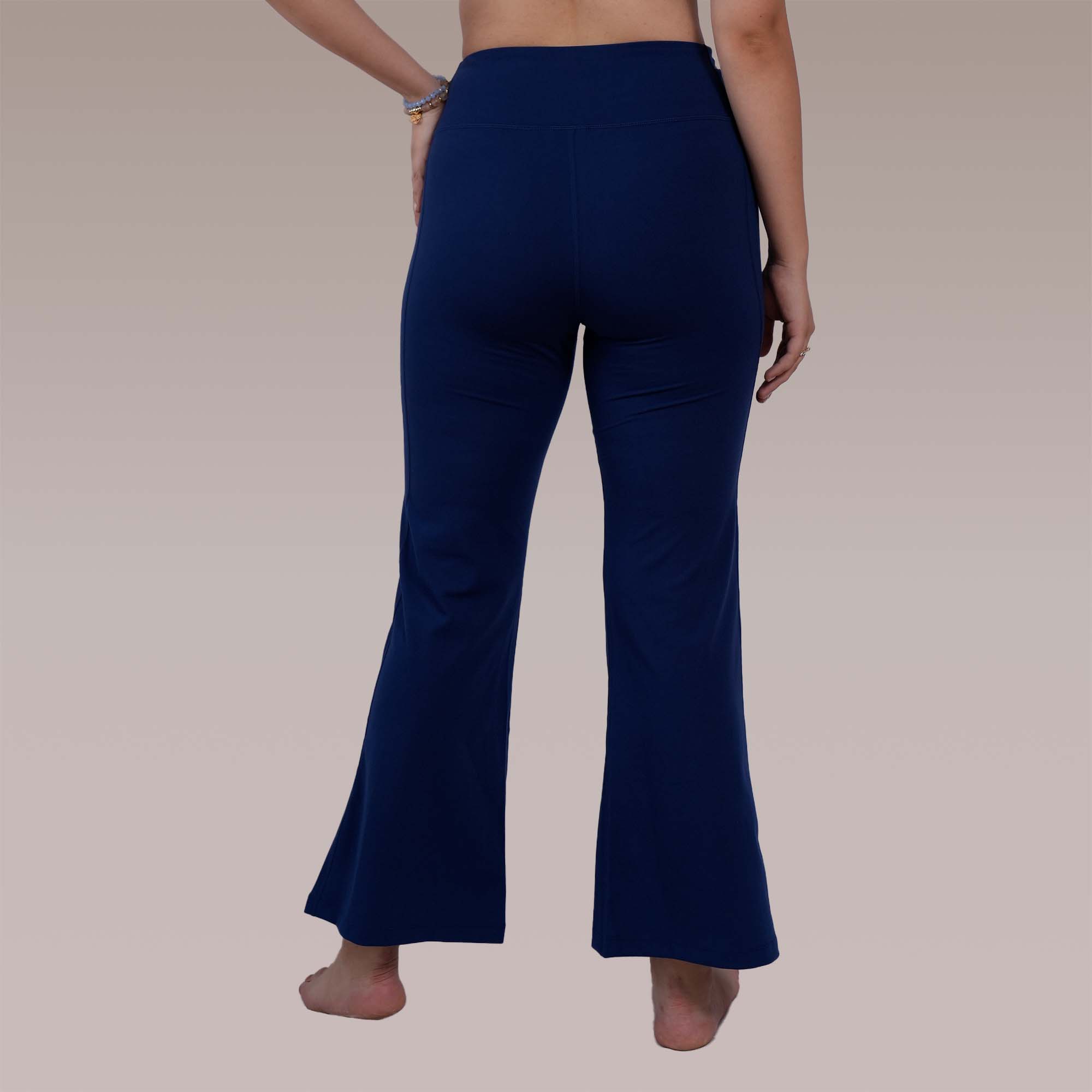 Mid-Rise Fit &amp; Flared Pants with 4-Way Stretch &amp; Compression Waistband AT-25