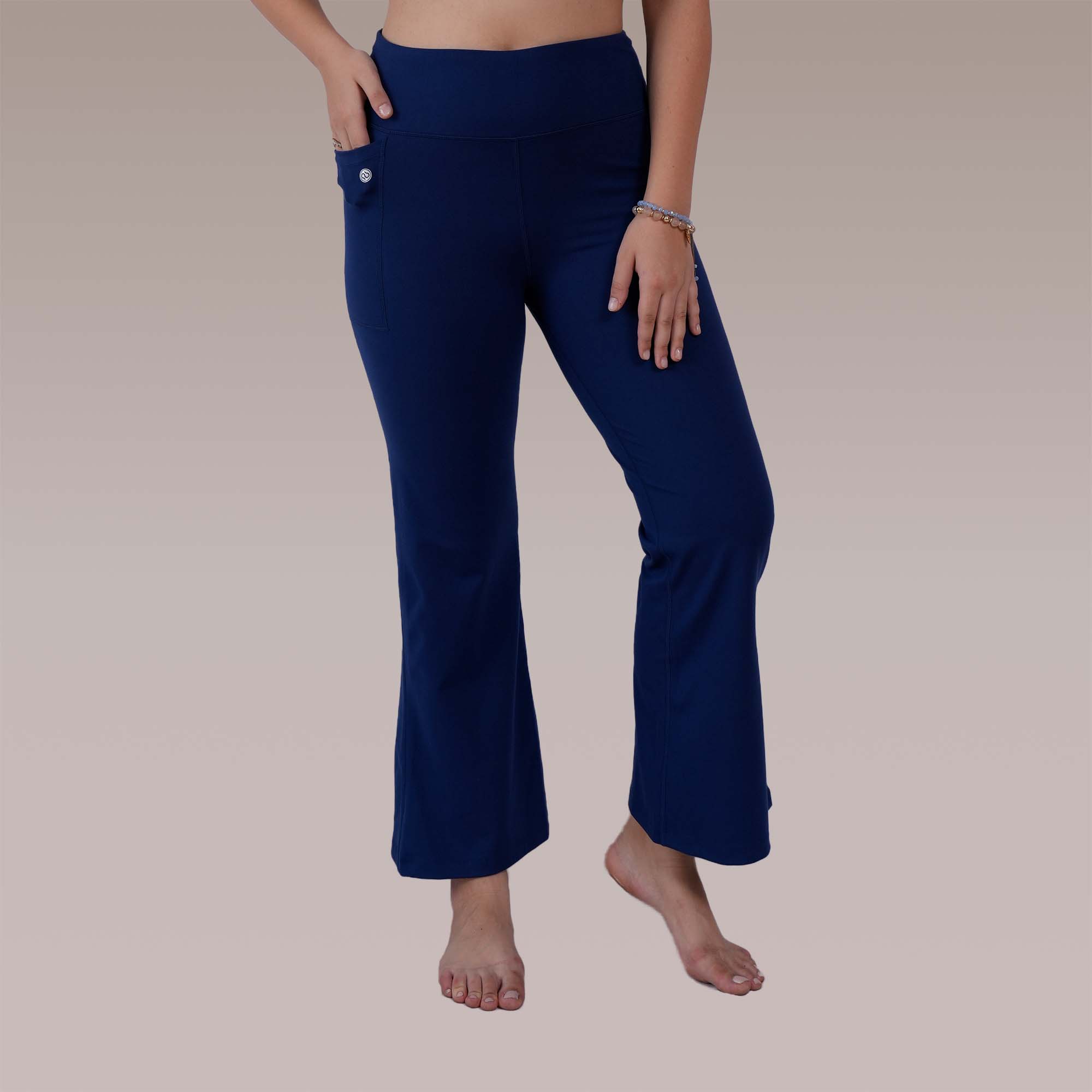 Mid-Rise Fit &amp; Flared Pants with 4-Way Stretch &amp; Compression Waistband AT-25