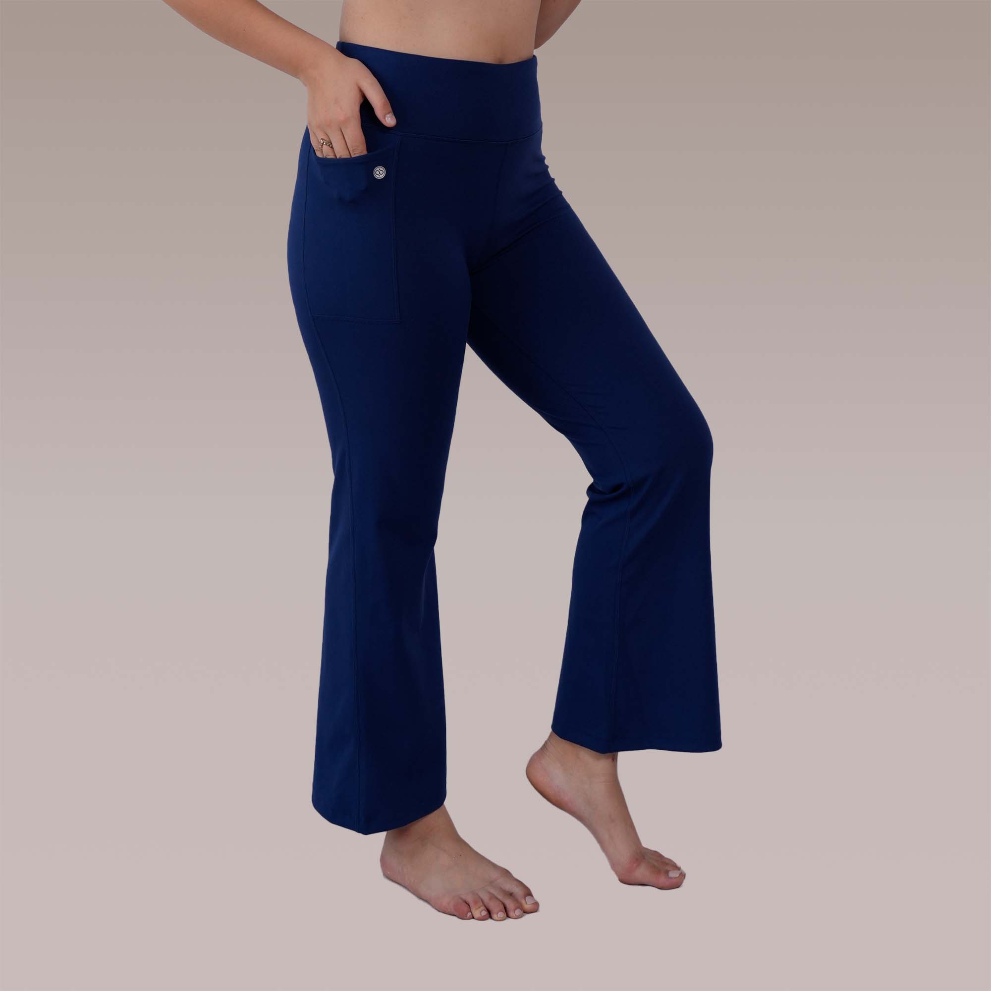 Mid-Rise Fit &amp; Flared Pants with 4-Way Stretch &amp; Compression Waistband AT-25