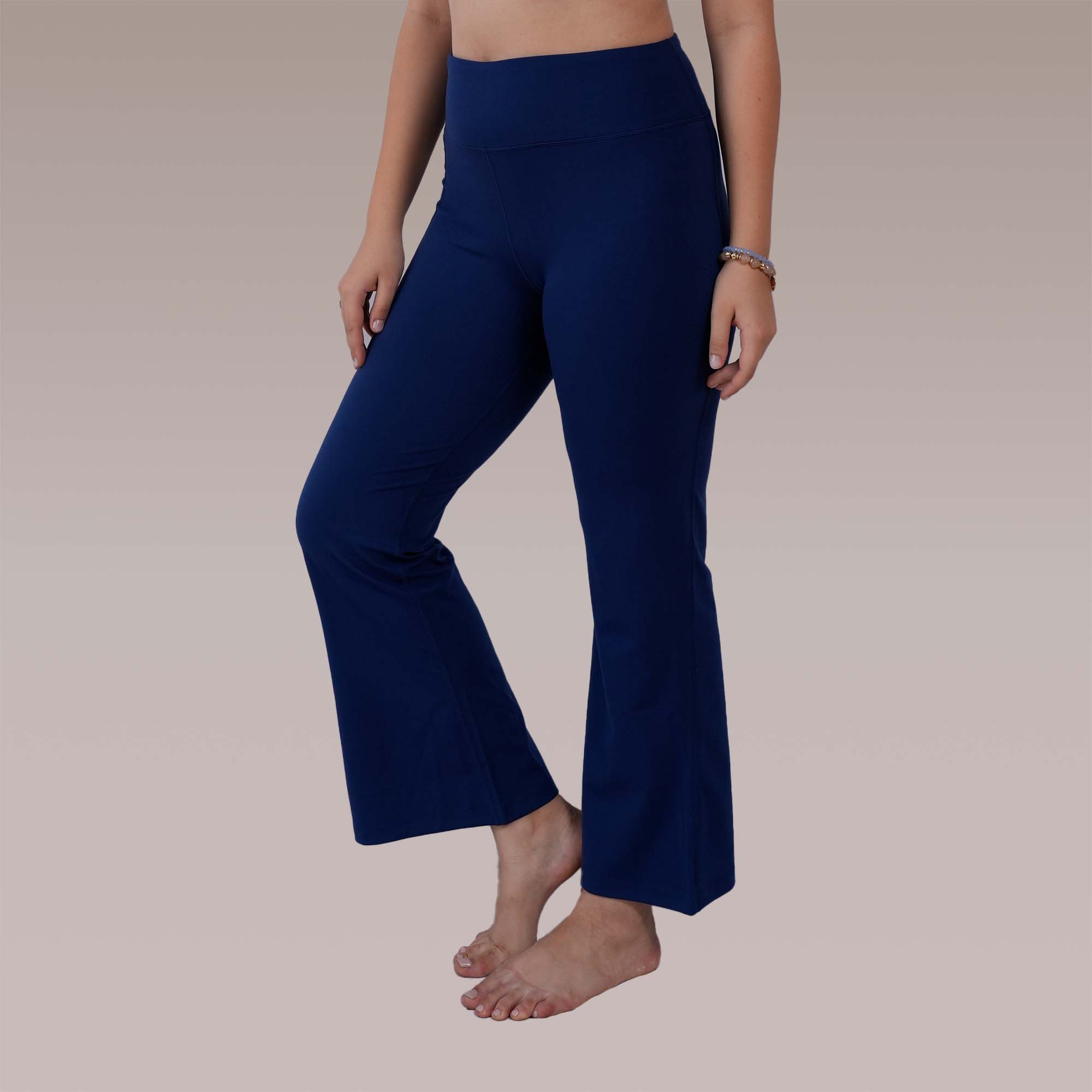 Mid-Rise Fit &amp; Flared Pants with 4-Way Stretch &amp; Compression Waistband AT-25