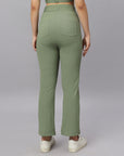 Mid-Rise Ankle-Length Fit and Flare Pants with Back Pockets-AT-23