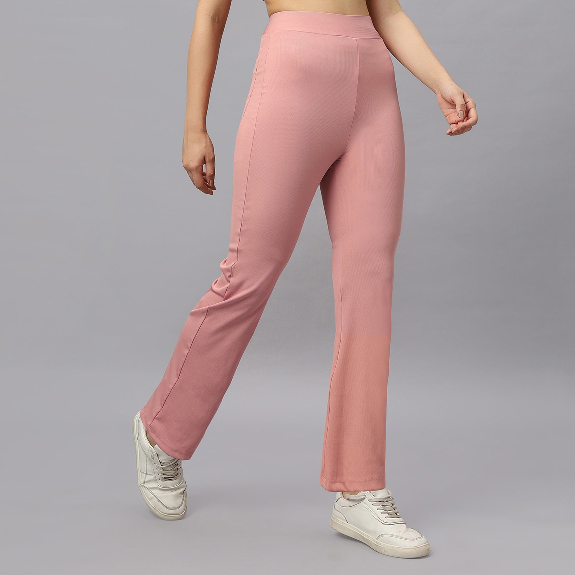 Mid-Rise Ankle-Length Fit and Flare Pants with Back Pockets-AT-23