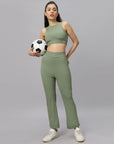 Mid-Rise Ankle-Length Fit and Flare Pants with Back Pockets-AT-23