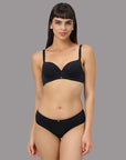 Medium Coverage Padded Wired T-shirt Bra with High Rise Full Coverage Brief Set CB - 135-1134