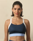 Medium-Impact Padded Non Wired Sports Bra with Crisscross Back and Mesh Detailing-AT-15