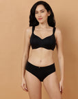 Full coverage Sweetheart neckline padded wired bra with Medium coverage brief