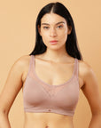 Full Coverage Padded Non Wired Bra With Lace Detailing