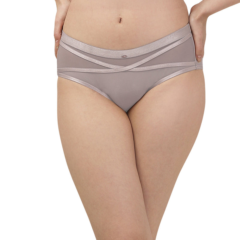 High Rise Full Coverage Panty with Mesh Detailing-(PACK OF 2)
