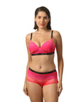 Padded Non Wired Full Coverage Printed Cross Back Bra with High Rise Full Coverage Printed Boyshorts Set FB-555/ FP-1554