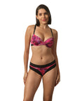 Padded Wired Medium Coverage Printed Bra with Mid Rise Lace Back Printed Cheekini Panty- SET FB-558/ FP-1558