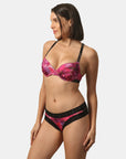 Padded Wired Medium Coverage Printed Bra with Mid Rise Lace Back Printed Cheekini Panty- SET FB-558/ FP-1558