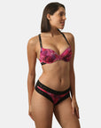 Padded Wired Medium Coverage Printed Bra with Mid Rise Lace Back Printed Cheekini Panty- SET FB-558/ FP-1558