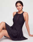 Mesh Detail Removable Pad Swim Dress with Shorts