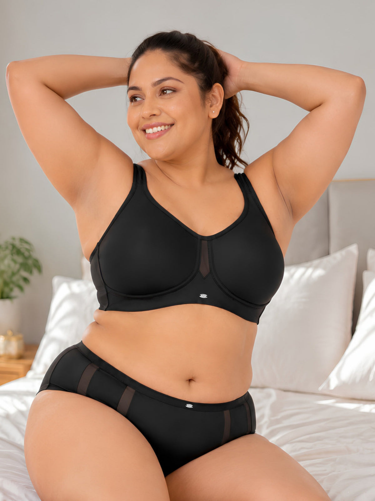 Full Coverage Minimiser Bra with High Waist Brief Set