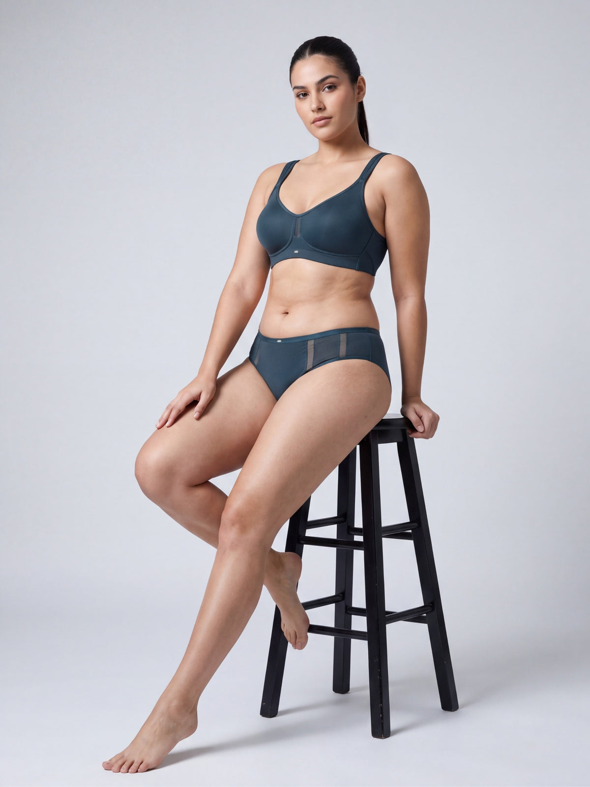 Full Coverage Minimiser Bra with High Waist Brief Set