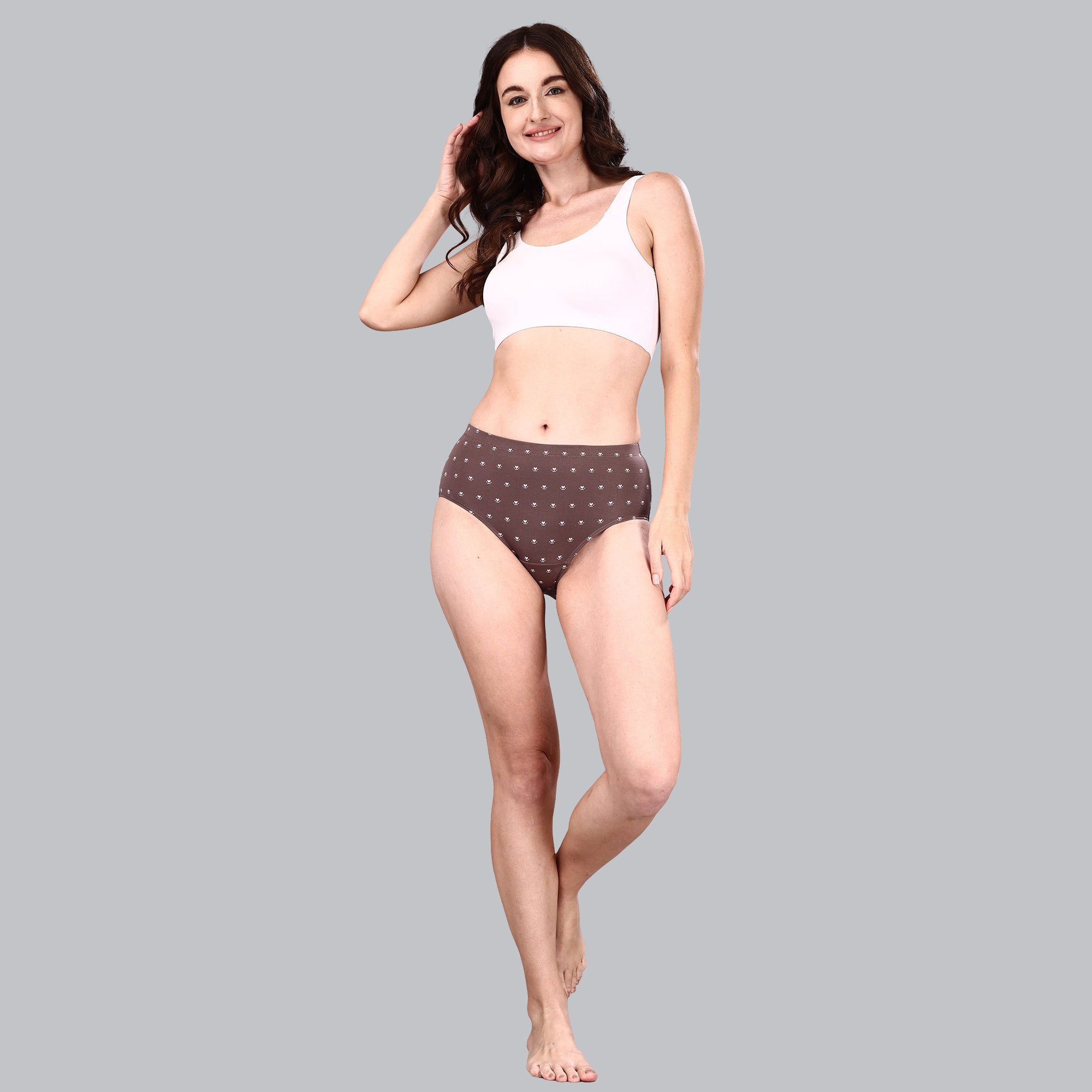 High Waist Full Coverage Printed Stretch Cotton Hipster Panty (Pack of 3) 3HWB-32