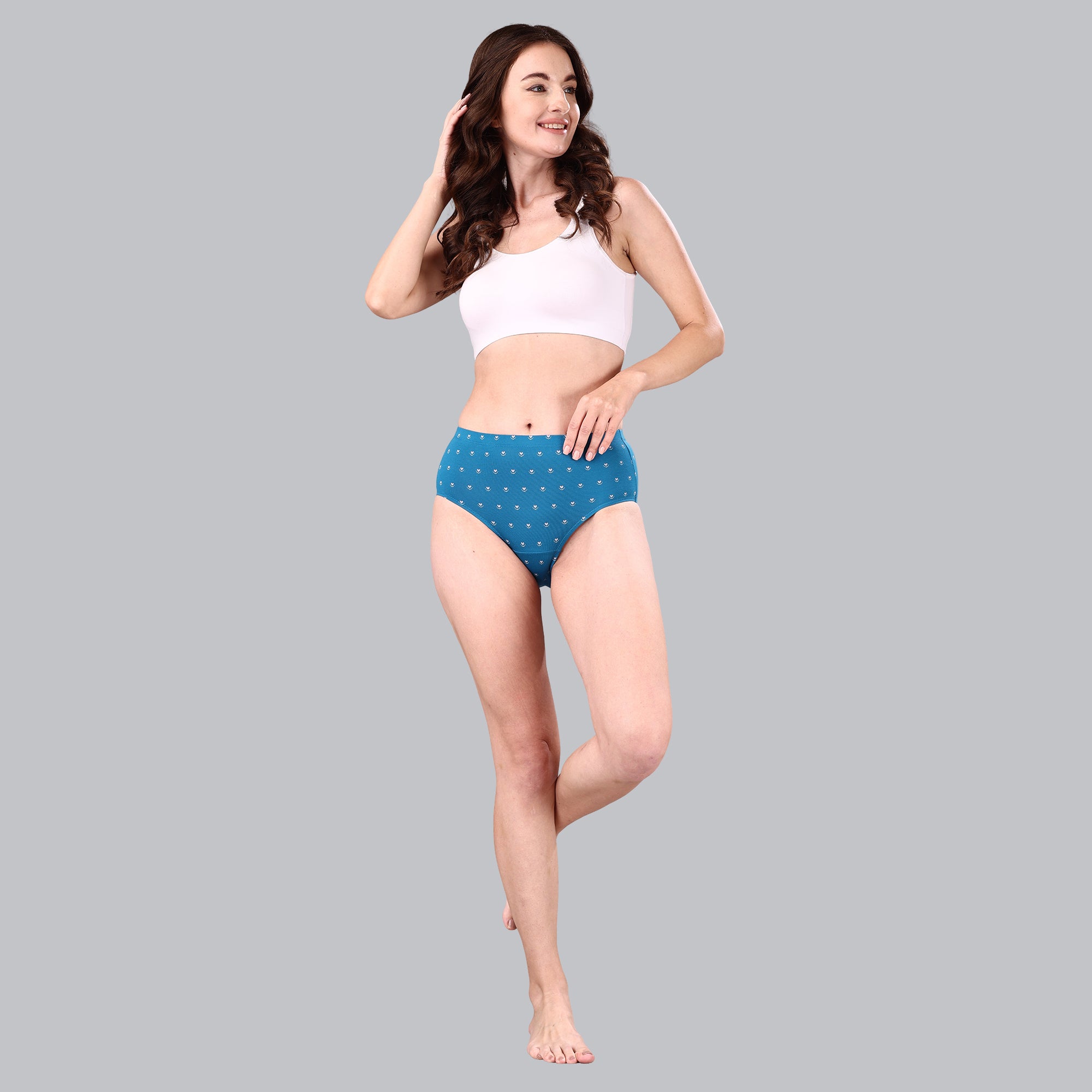 High Waist Full Coverage Printed Stretch Cotton Hipster Panty (Pack of 3) 3HWB-32