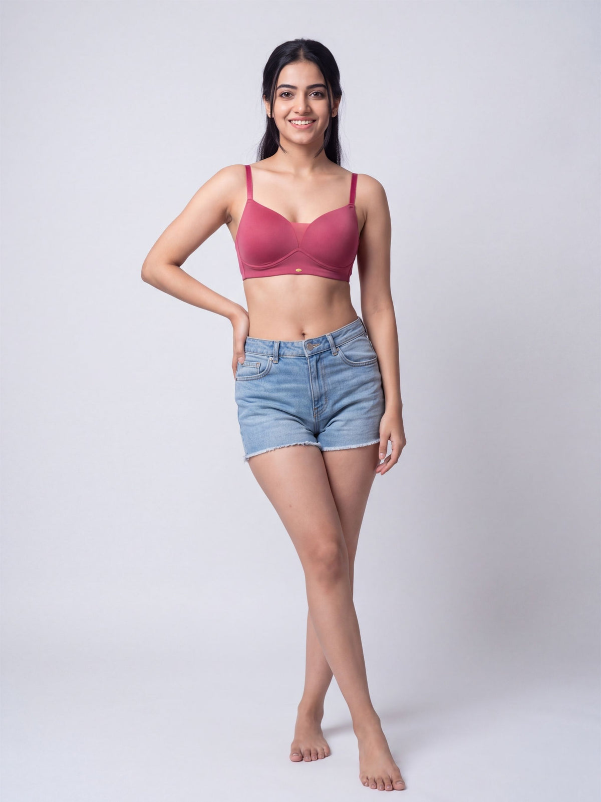 Lightly Padded Full Coverage Bra with Breezy Mesh Detail