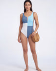 Three-Tone Mesh Front Padded Sleeveless Monokini