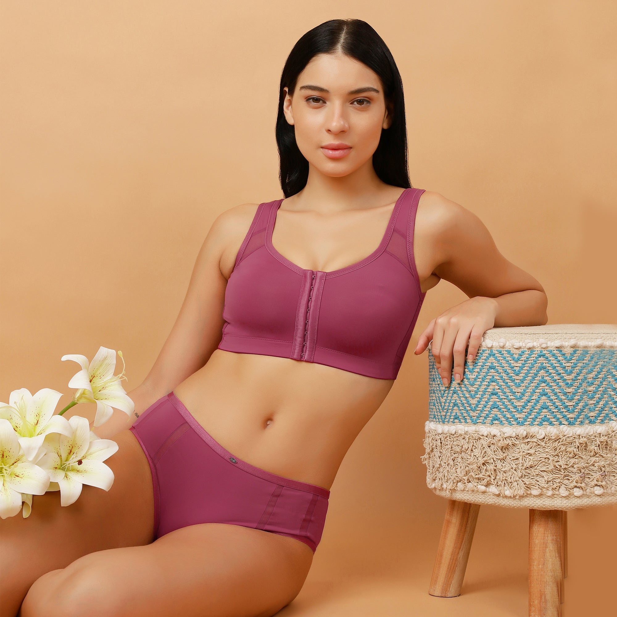 Front Closure Full Coverage Non Padded Non Wired Bra