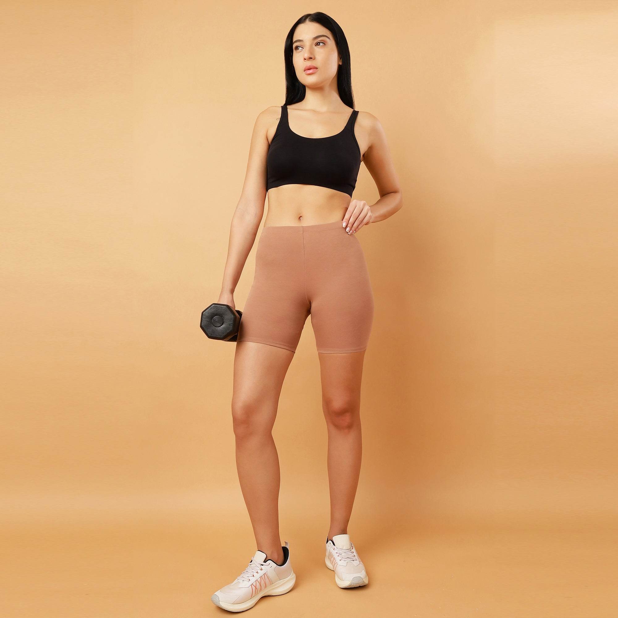 SOIE Woman - Mid Rise Breathable Cotton Spandex Knee Length Cycling Shorts - Cycling Shorts -for Women