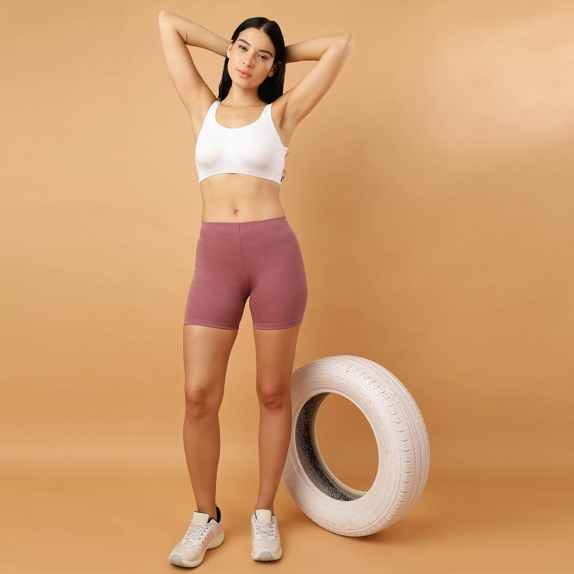 SOIE Woman - Mid Rise Breathable Cotton Spandex Knee Length Cycling Shorts - Cycling Shorts -for Women