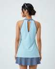 Halter Neck Colour Block Flared Swimdress with Inner Shorts